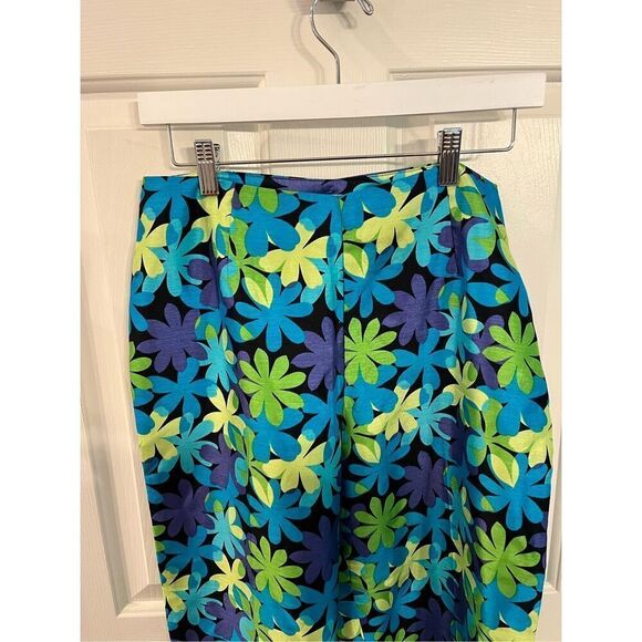 Vintage Giorgio Fiorline Collection Blue & Green Floral Print Cropped Pants sz 8 - Picture 3 of 7